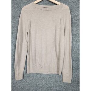 Banana Republic Sweater Womens Medium Beige Merino Wool Boat Neck Lightweight